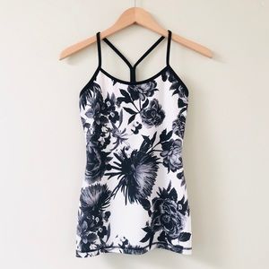 Lululemon Power Y Tank in Brisk Bloom Black White